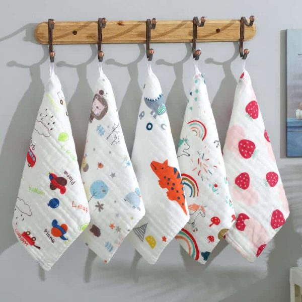 5 Pcs – Six Layer Face Towel Cotton Washcloth Cum Baby Towel | Very Soft & Smooth | 5 Pcs Set | Mixed Printed