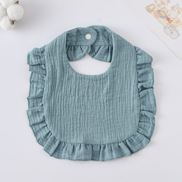 Korean Style Baby Feeding Bib | 0-1 Year | Solid Denim Blue