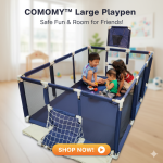 Large Playpen for twin, with Basketball Hoop, Comes with Bracket and 30 Ball  | Large Size