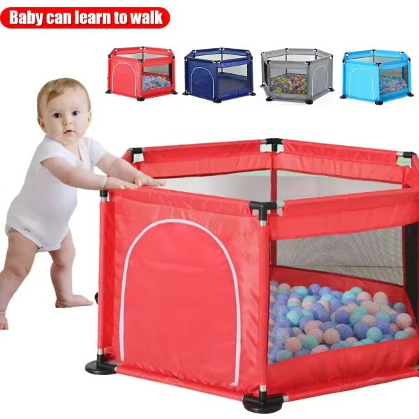 Round Playpen for twin, with Basketball Hoop, Comes with Bracket, Stainless Steel Framing with 30 Pcs Ball